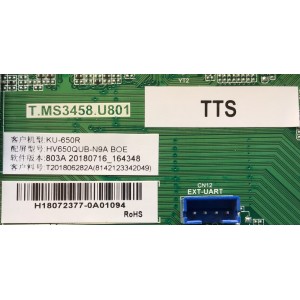 MAIN PARA TV SCEPTRE / NUMERO DE PARTE T201806282A / T.MS3458.U801 / KU-650R / HV650QUB-N9A / 803A 20180716_164348 / T201806282A(814213342049) / H18072377-0A01094 / PANEL CN650CN5290 / MODELO W65 FKUV58DA / W65